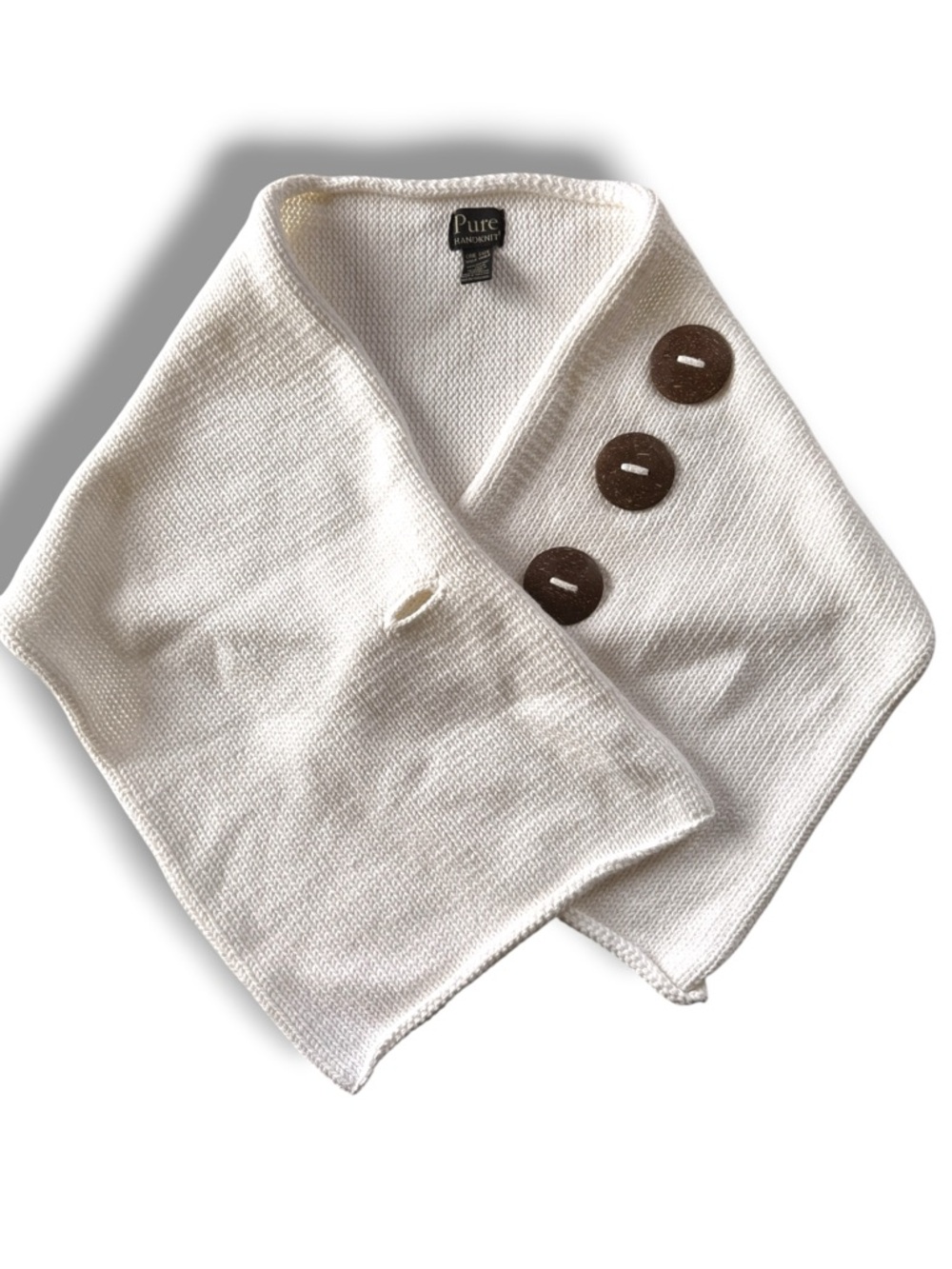 PURE Handknit Multi Wear Wrap Scarf Off White